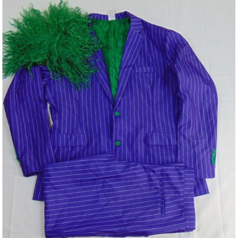Joker Costume Suit Jacket & Pants Wig Men L XL Spirit Halloween DC Batman Comic